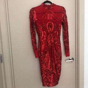 Fashion Nova Calcy Sequin Mesh Dress